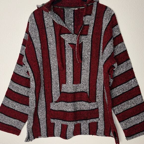 Mexican Baja Hoodie Sweater red and gray unisex - Picture 6 of 16